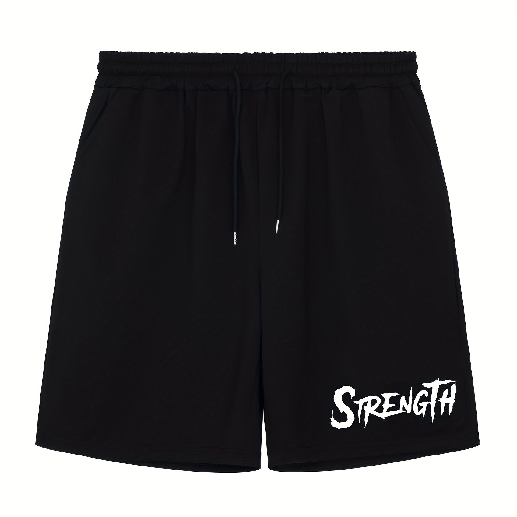 Men's Athletic Shorts Strength Print Drawstring Waistband Cycling Fitness