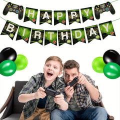 15 Yrs Old Gamepad Theme Bday Party Set Game Fan Decor Number Balloon Pull Flag