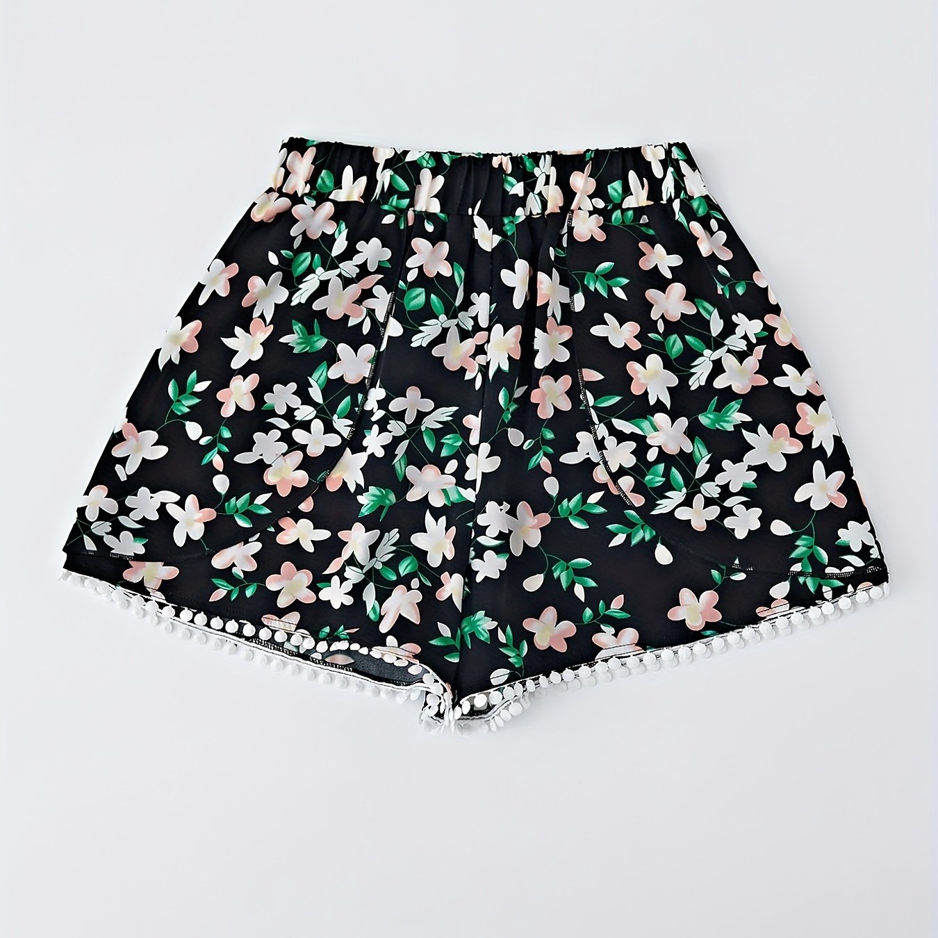 Floral Print Tassel Shorts Wide Leg Women's Clothing