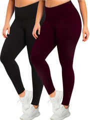 2 Pack Plus Size Sports Leggings High Rise Yoga Leggings Set
