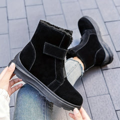Faux Fur Lined Snow Boots Slip On Round Toe Flat Wear Resistance