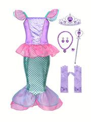 Girls Mermaid Dress Costume Party Cosplay Outfit Kids Clothes