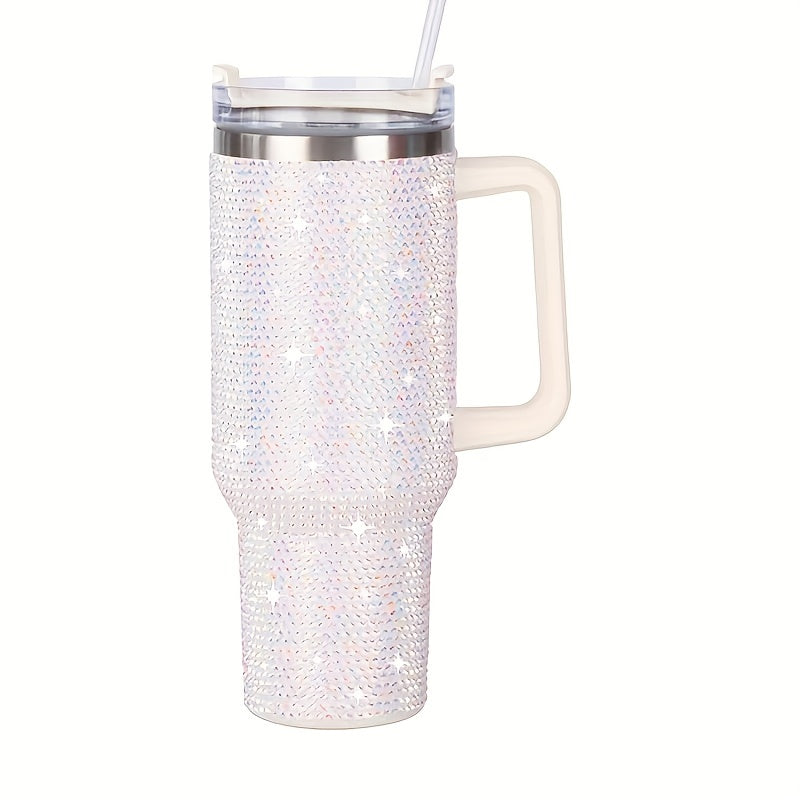 Glitter Tumbler Handle Lid Straw 40oz 304 Stainless Steel Tumbler