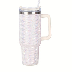 Glitter Tumbler Handle Lid Straw 40oz 304 Stainless Steel Tumbler