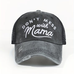Don't Mess With Mom Ripped Ponytail Baseball Cap