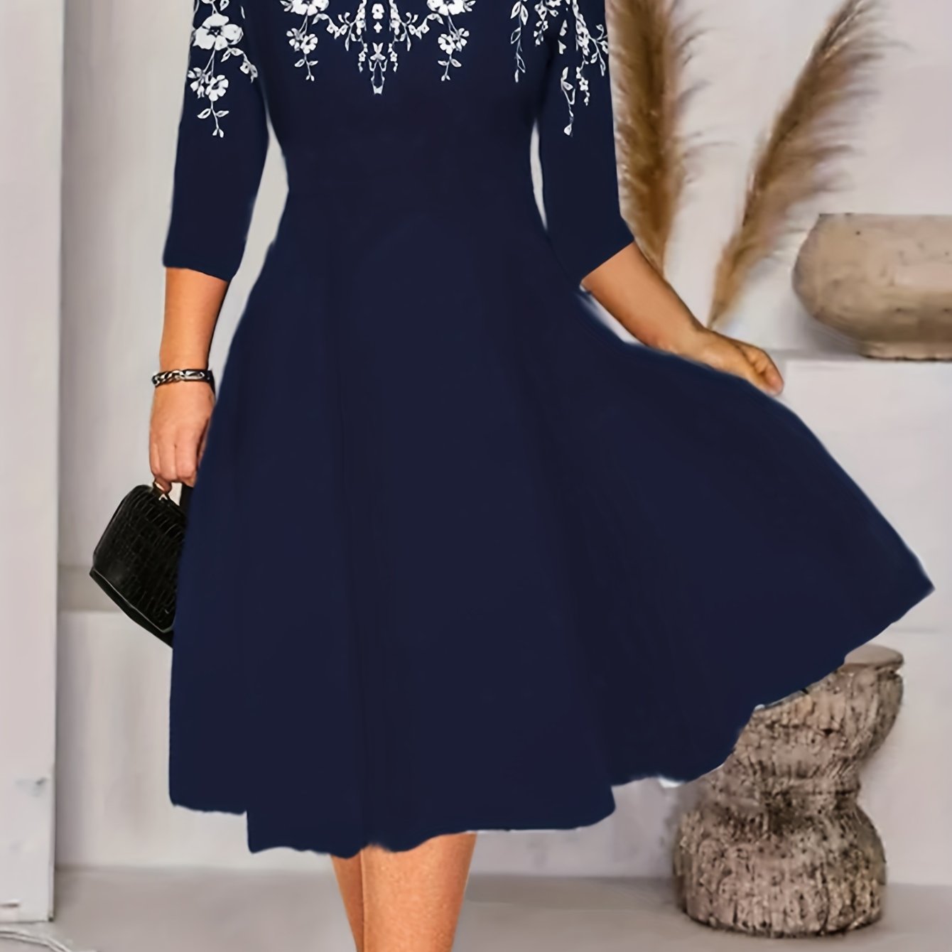 Floral Print Half Sleeve Casual Dress