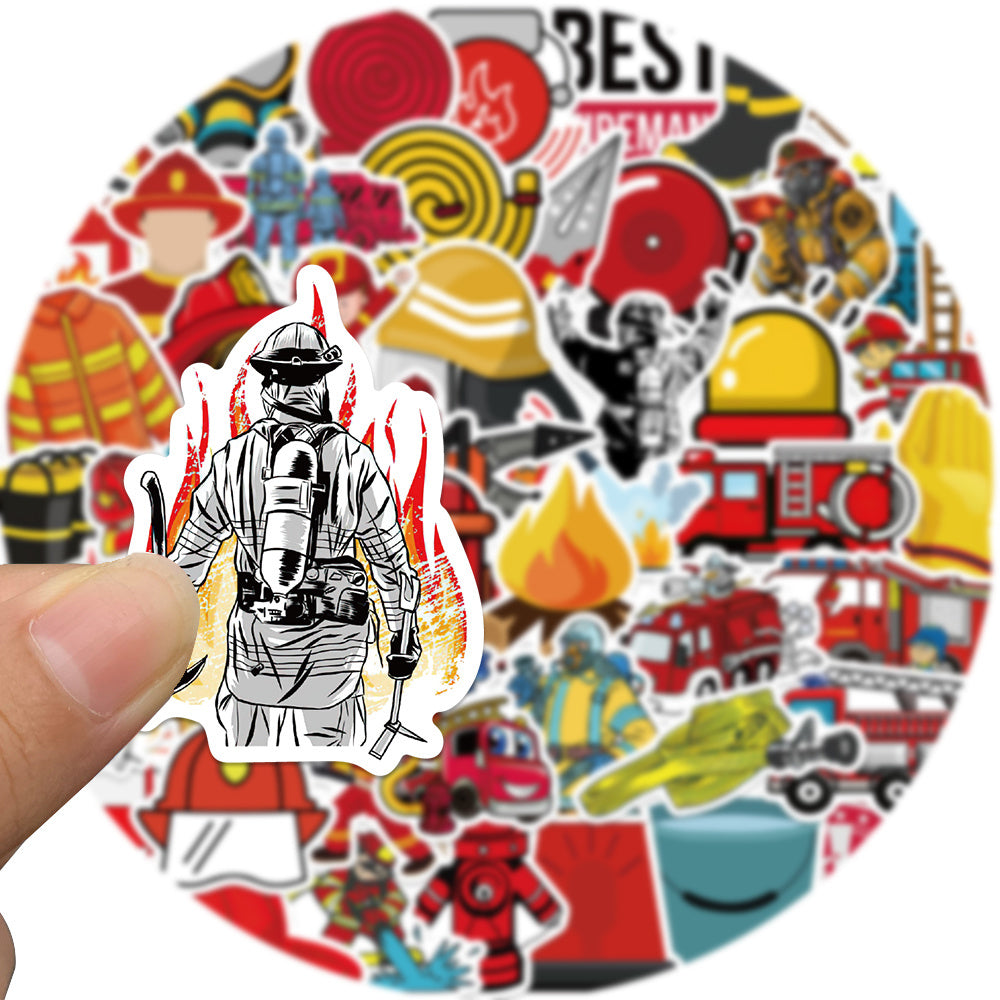 Set of 52 Firefighter Stickers for Skateboards, Laptops, Cars, Bikes
