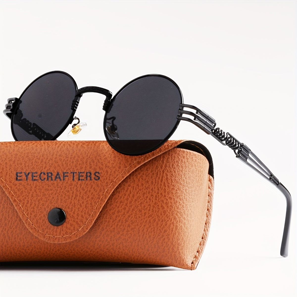 Vintage Metal Steam Punk Sunglasses Round Frame Mens Gothic Oval Retro