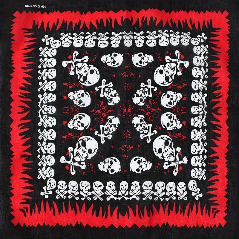 Skull Pattern Square Headscarf for Hip Hop Outdoor Sports