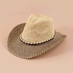 Vintage Jazz Hat with Faux Jade Belt Straw