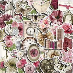 50pcs Pink Paper Stickers Vintage Retro Washi for Scrapbooking DIY Crafts