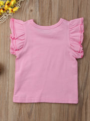Baby Girls Ruffled Sleeveless T-shirt Crew Neck Basic Tee for Summer