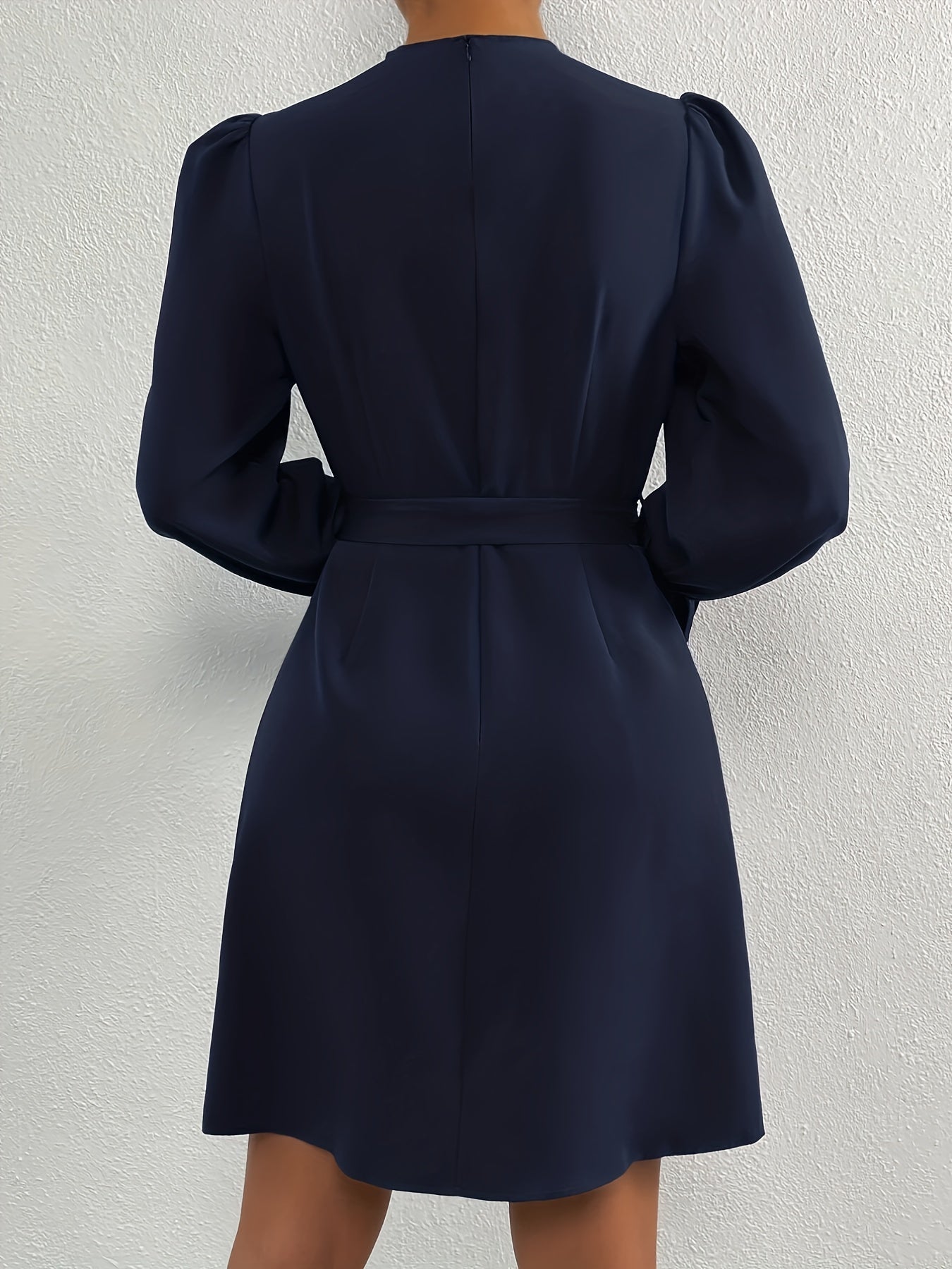 Ruched Solid Long Sleeve Dress