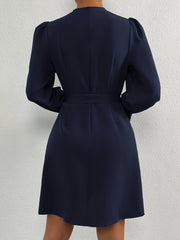 Ruched Solid Long Sleeve Dress