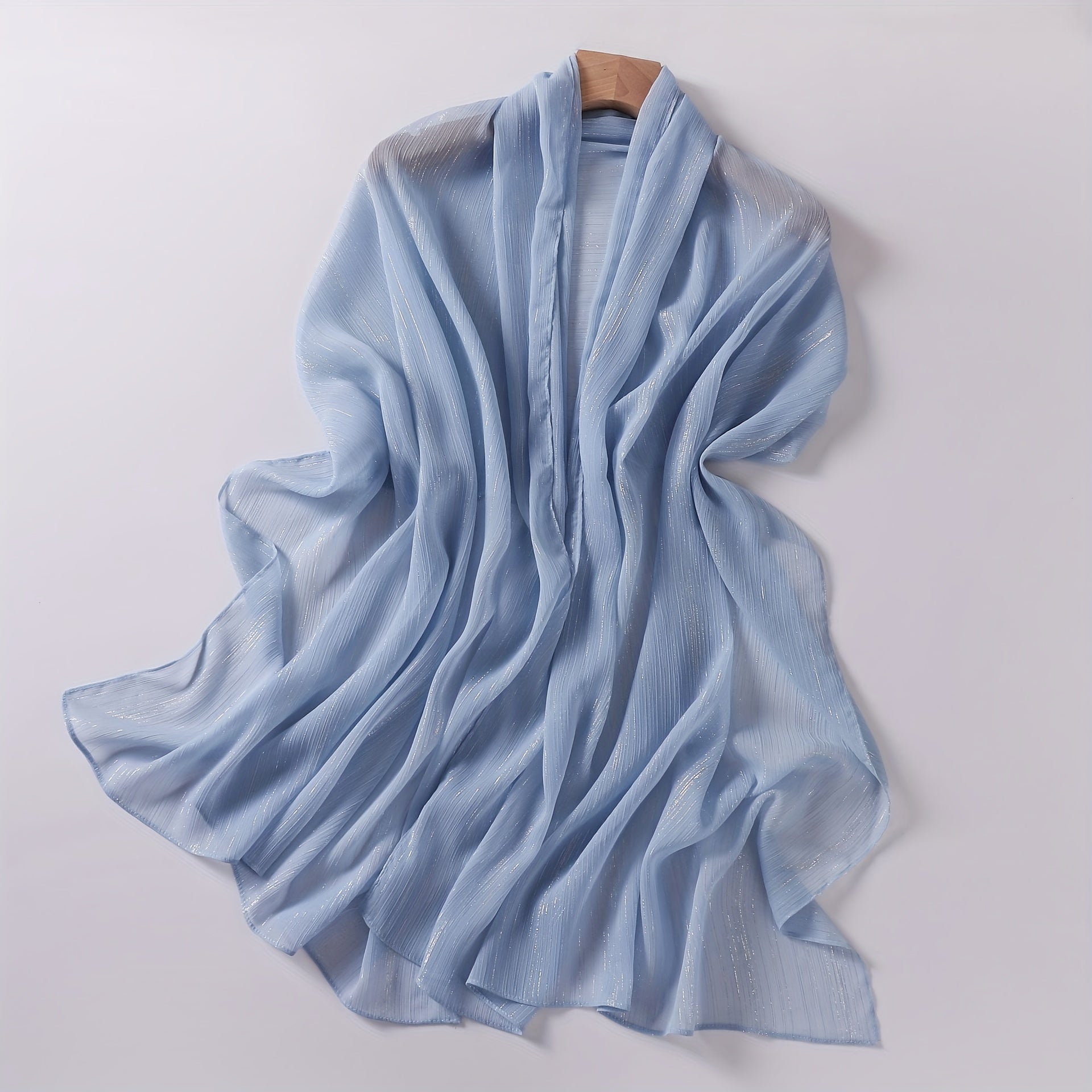Silver Wire Chiffon Scarf Solid Silky Hijab Lightweight Shawl