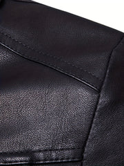 PU Biker Jacket Men's Zip Up Faux Leather Spring Fall