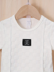 2pcs Boys Casual Center Solid Tees & Shorts Set Kids Outfits