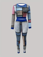 Stylish Block Pantsuits Two piece Set