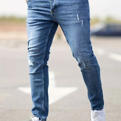 Slim Fit Ripped Jeans Mens Casual Street Style Distressed Denim Pants