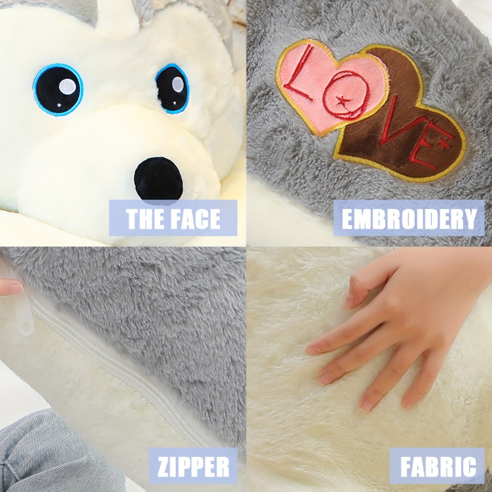 Big Husky Plush Soft Hugging Pillow Large Dog Stuffed Animals Toy Puppy Doll