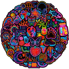 50pcs Neon Light Graffiti Stickers Creative Style Stickers For Adults