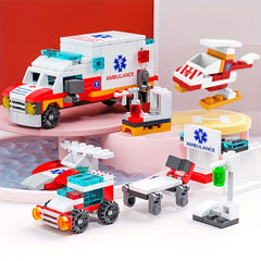 City Ambulance Building Blocks 6in 1 DIY Car Assembly Toy
