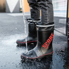 Unisex Waterproof Rain Boots with Letter Decor