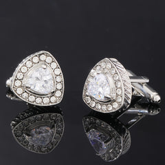 Men's Triangle Cufflinks with Artificial Diamonds