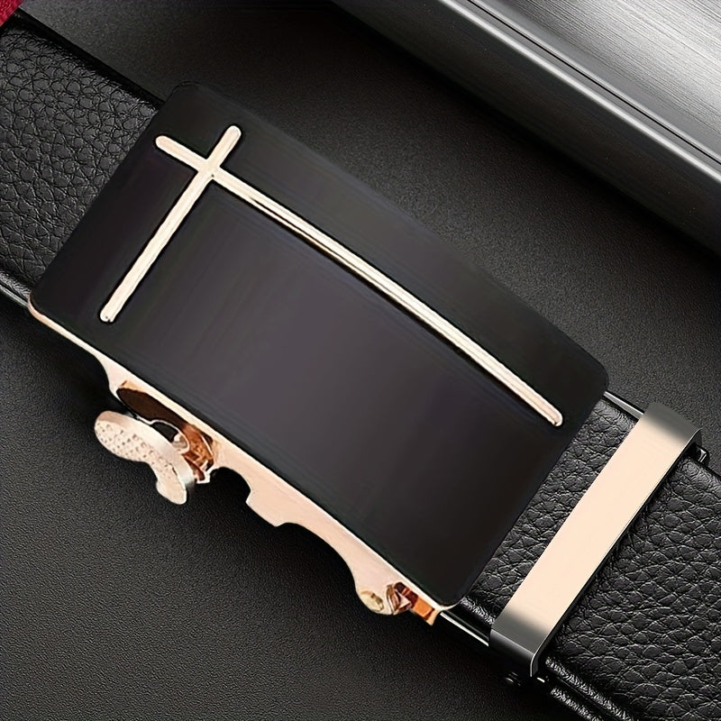 Men's PU Automatic Buckle Pants Belt Business Casual Universal Matching Belt