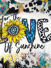 Sunflower & Cow Print Tee & Shorts Set