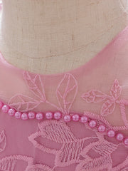 Girl's Floral Embroidery Gown Princess Dress Sleeveless Mesh Fairy Clothes