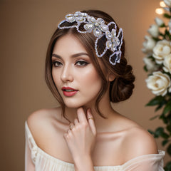 Vintage Floral Bridal Headpiece with Crystals
