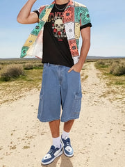 Men's Loose Fit Denim Shorts with Pockets