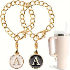2pcs ID Initial Letter Charm for Water Cup Bottle Handle Decorative Pendant