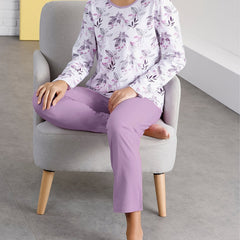 Floral Print Pajama Set Long Sleeve Top & Pants