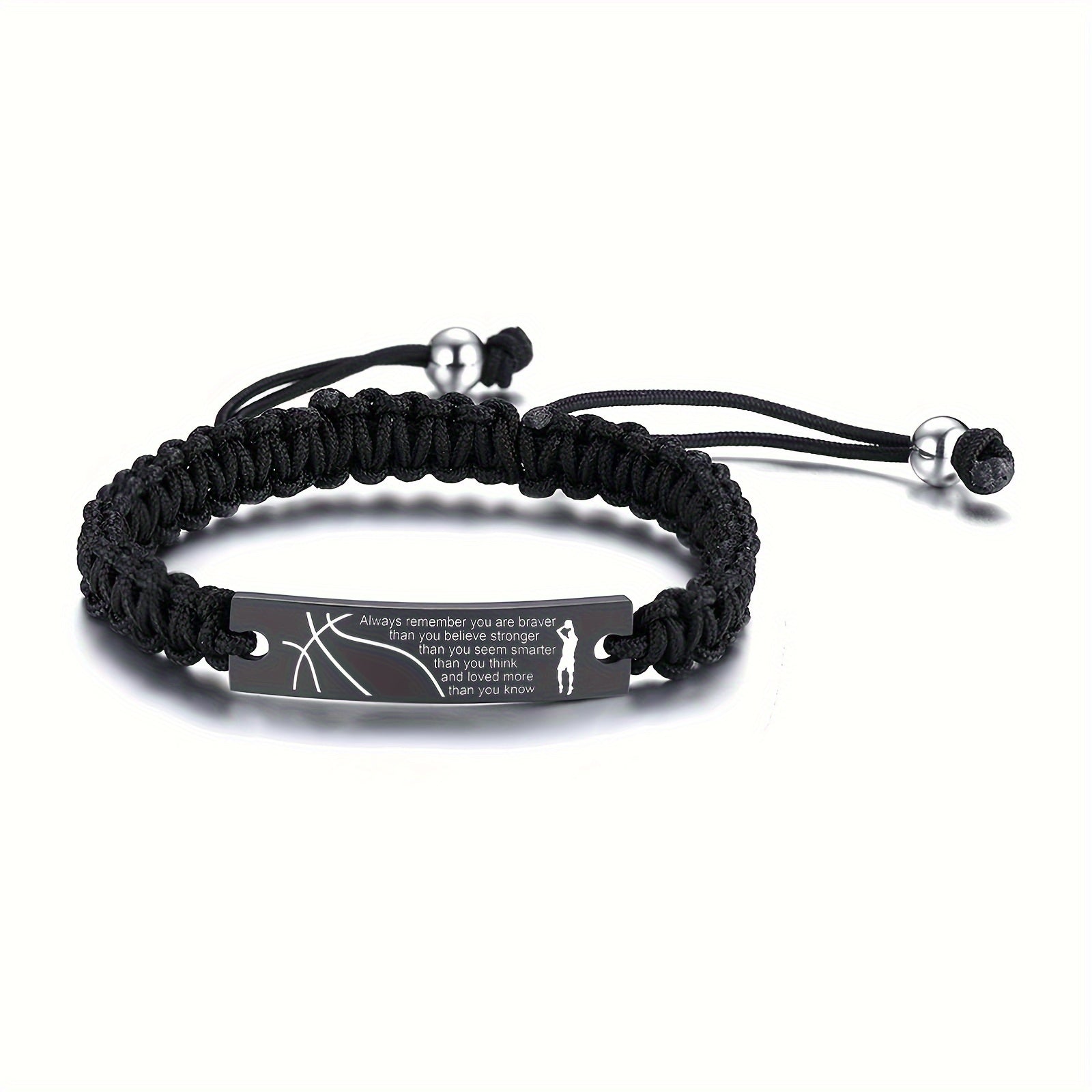 Rope Bracelet with Rugby Letter Graphic Charm