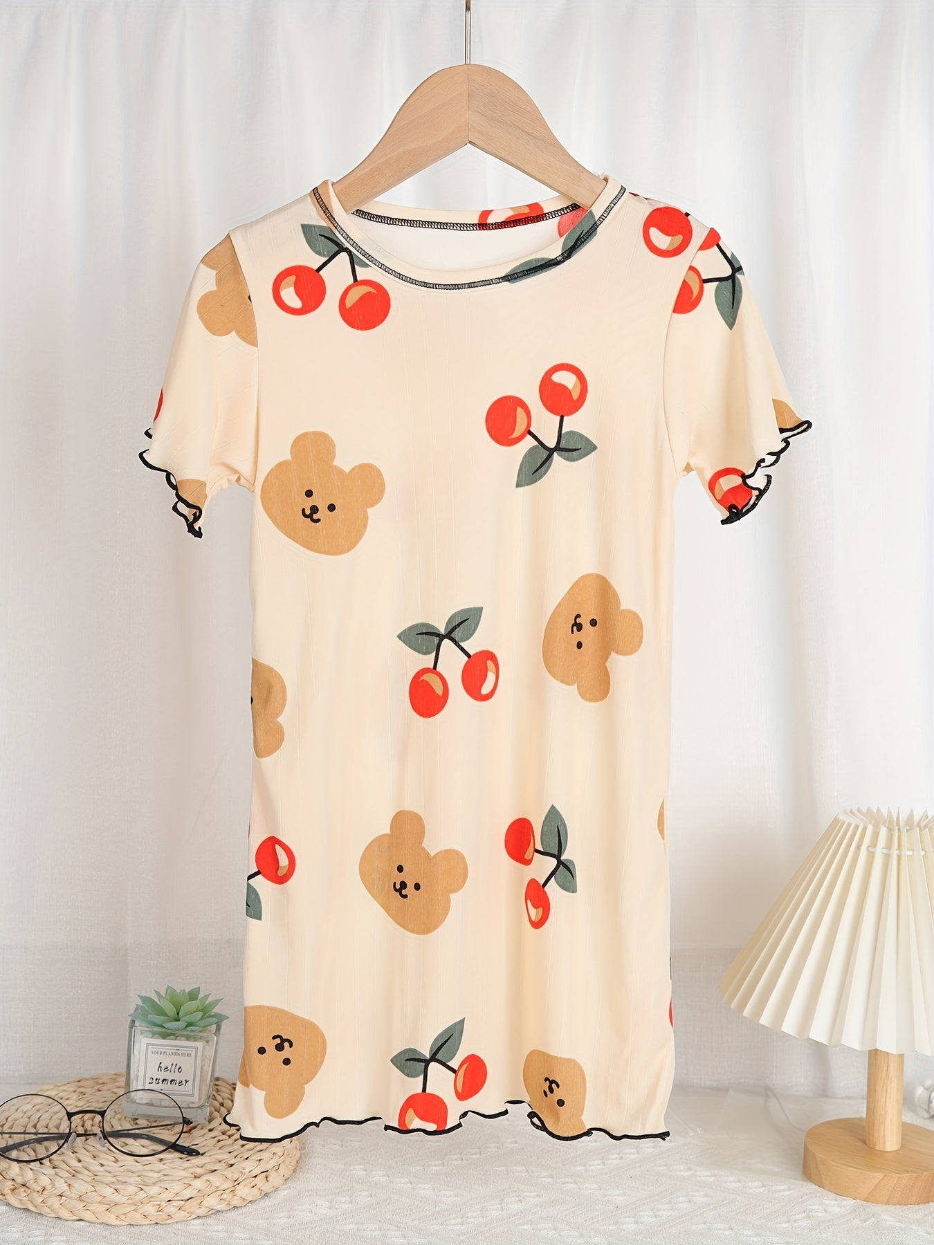 Girls Casual Dress Short Sleeve Long T shirt Pajamas