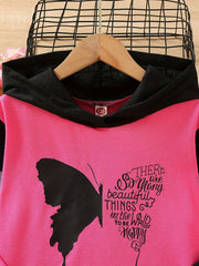 Girls Butterfly Hoodie & Pants Set Casual Outfits Kids Clothing