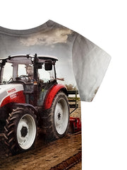 Boy's Tractor Land Sky Printed Sports T Shirt Quick Dry Summer Casual Kid's Tees