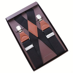 Men's X-Shaped 4 Buckles Elastic Belt Strap Suspender