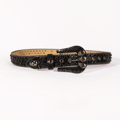Rhinestone Men's Skull Western Belt Metal Buckle Punk Jeans Pants