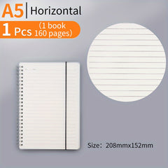 80 Sheets Coil Notebook PP Cover Horizontal Line Grid Hardcover Waterproof A5 B5