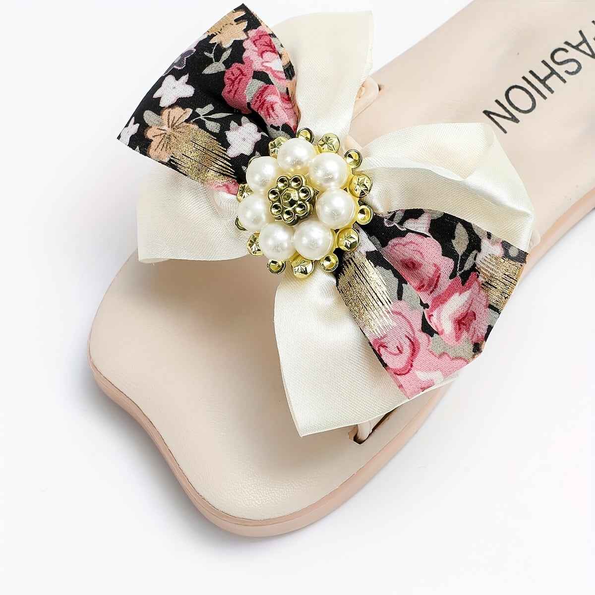 Hibobi Girls Floral Pattern Bowknot Open Toe Slippers
