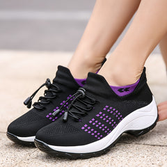 Women's Lightweight Knit Socks Shoes Low Top Lace Up Breathable Casual Shoes
