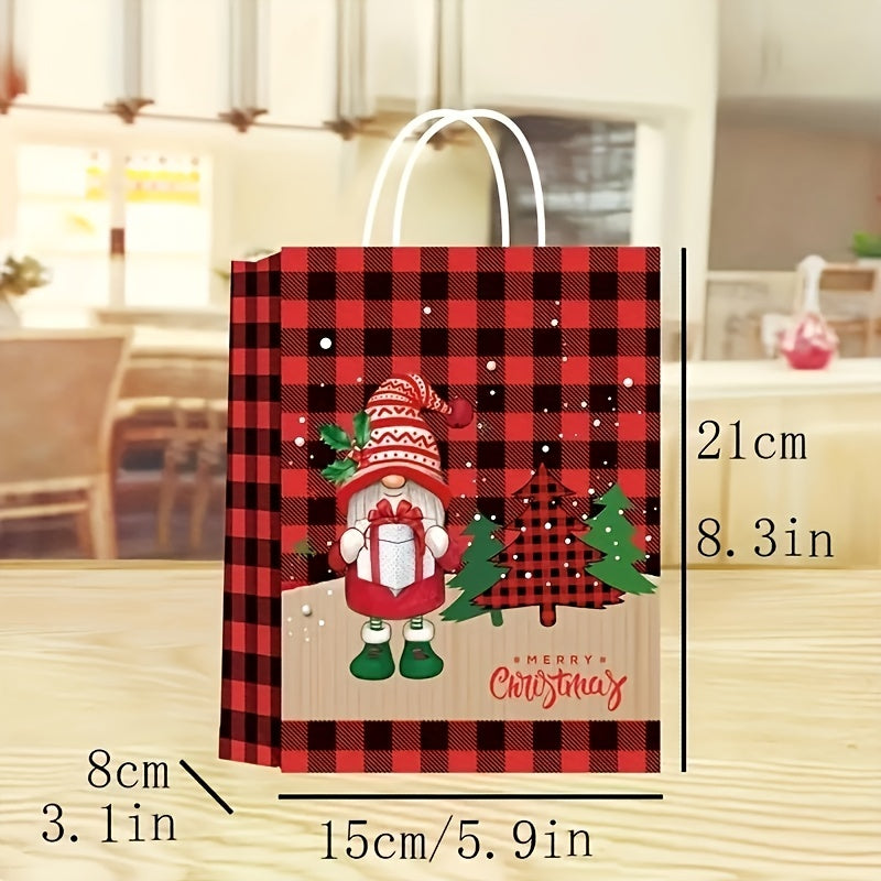 4pcs Christmas Gift Bags Craft Paper with Handles Party Favor Supplies