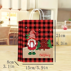 4pcs Christmas Gift Bags Craft Paper with Handles Party Favor Supplies