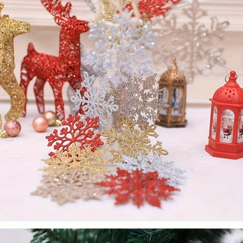 5pcs Glitter Snowflake Ornaments Christmas Tree Decoration