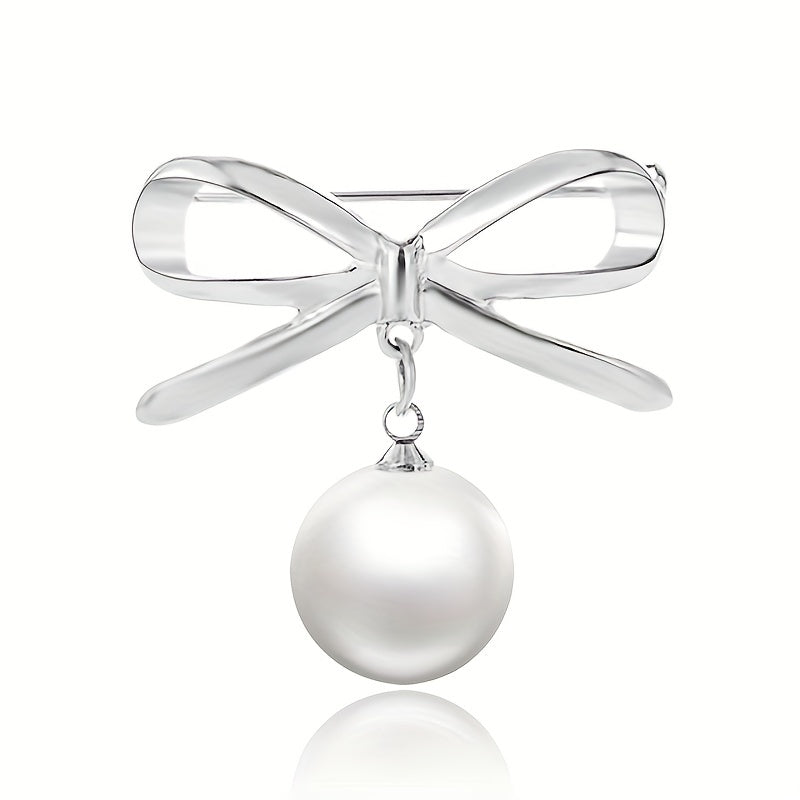 Faux Pearl Brooch Metallic Dress Accessories Wedding Jewelry