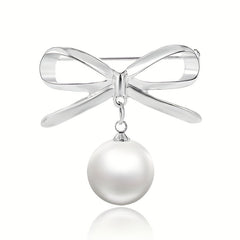 Faux Pearl Brooch Metallic Dress Accessories Wedding Jewelry