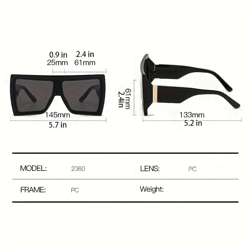 Oversized Sunglasses Flat Top Gradient UV400